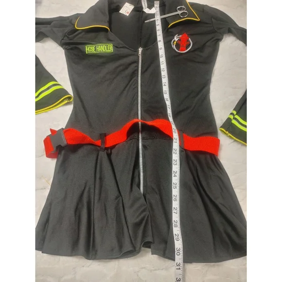 Forplay Women's L-XL Black Firefighter Hose Handler Costume with Red Belt - Picture 8 of 11